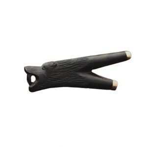 Kuripe "Totem Bear" Made Fused Rosewood Bronze Caps Tool for Rapéh Ceremonies